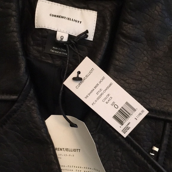 Current/Elliott Black Leather Moto Jacket - Picture 7 of 8